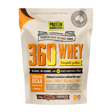 protein supplies aust. 360whey (wpi+wpc combo) chocolate 500g