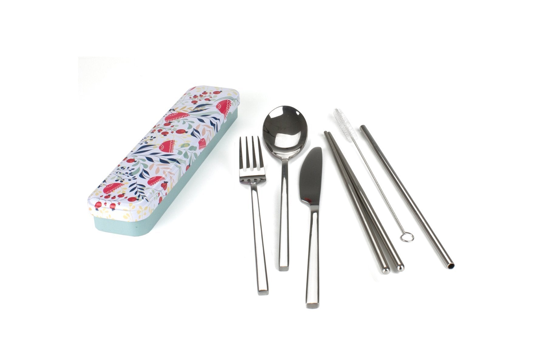 retro kitchen carry your cutlery - stainless steel cutlery set botanical