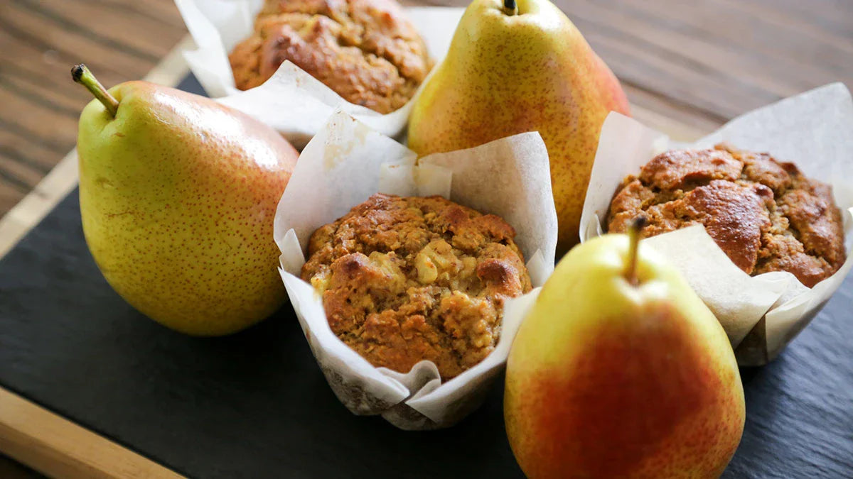 Low Carb Pear & Walnut Muffins