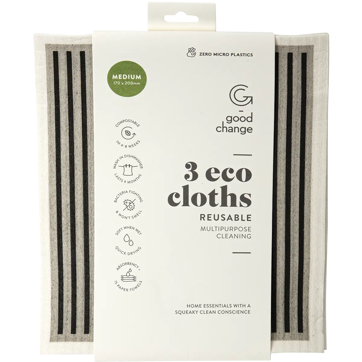 Reusable eco cleaning cloths arranged for everyday household cleaning