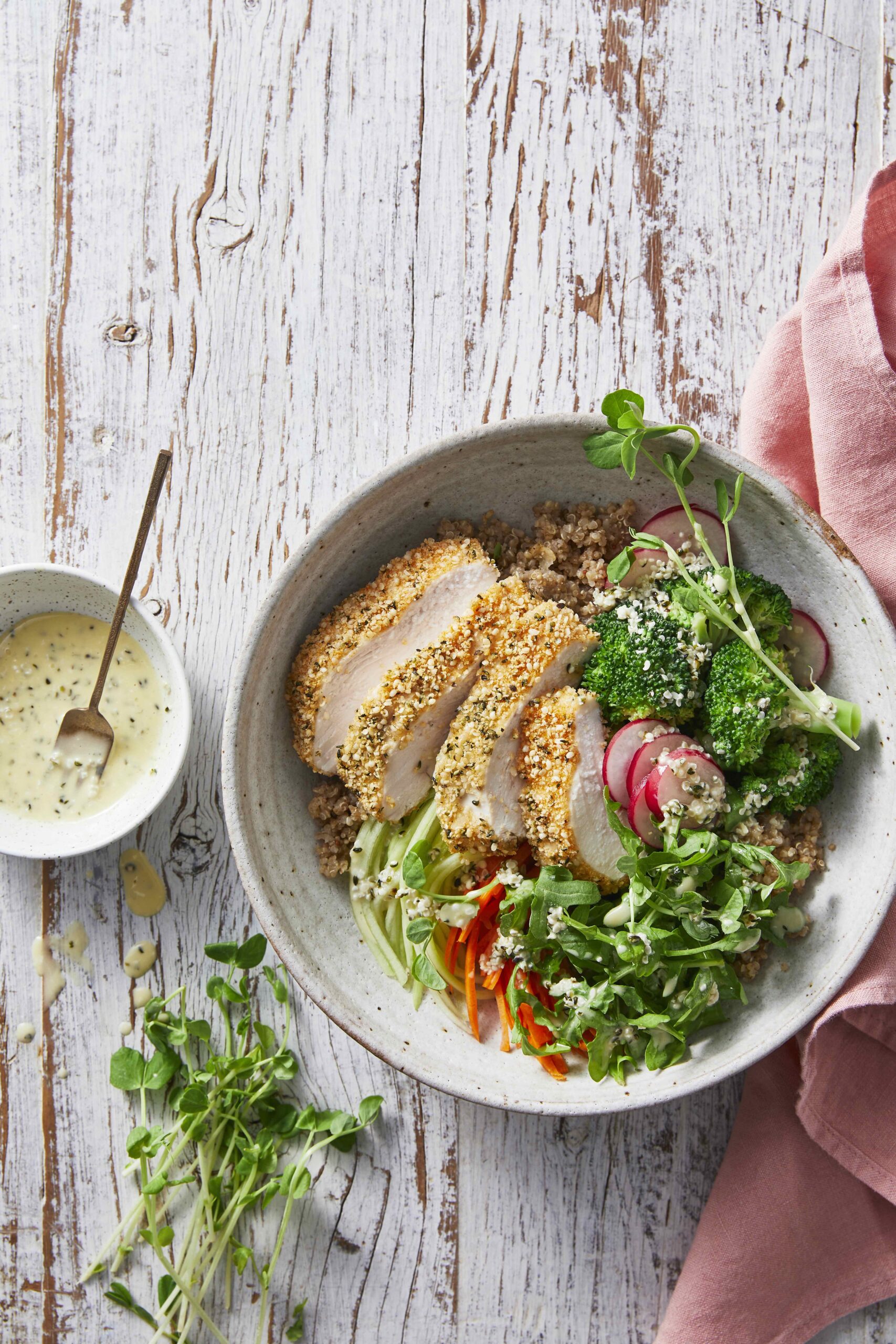 Hemp-Crusted Chicken & Broccoli Buddha Bowl