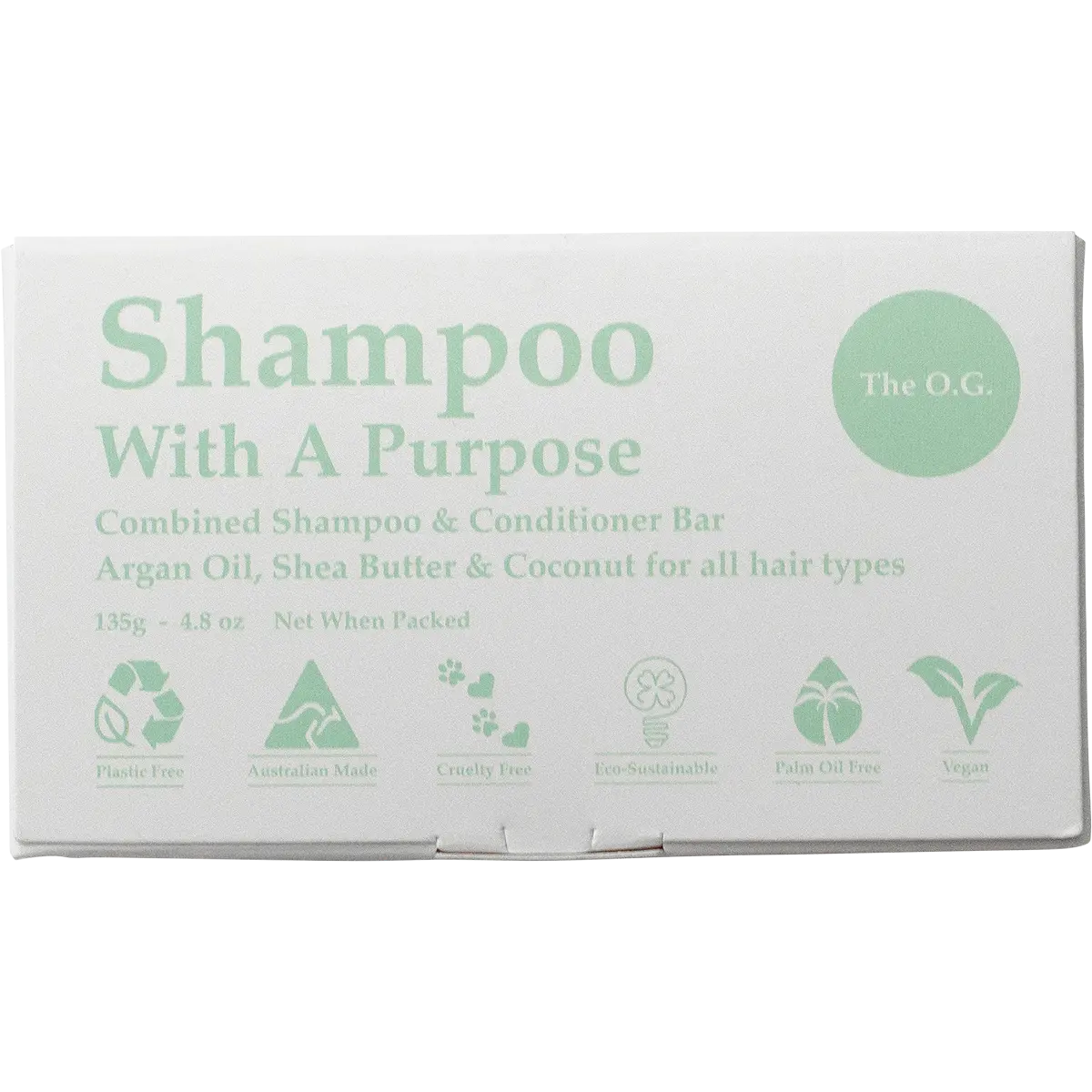 Shampoo with a Purpose all-hair-types bar in its retail packaging