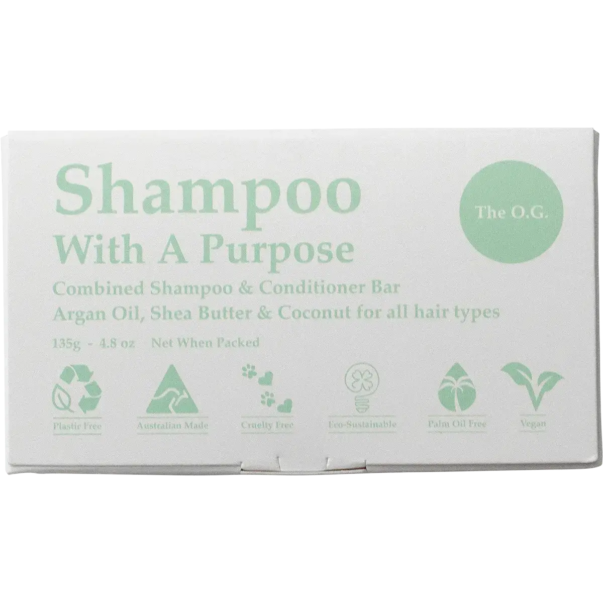 Shampoo with a Purpose all-hair-types bar in its retail packaging