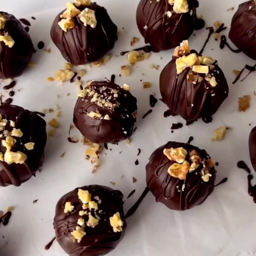 PB + Date Protein Balls with Chocolate Coating