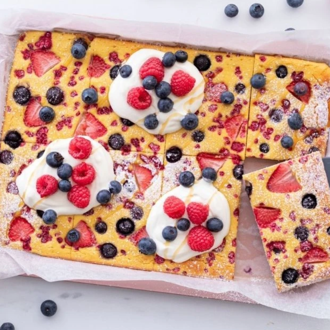 Keto Berry Pancake Tray Bake Artisanal Australia