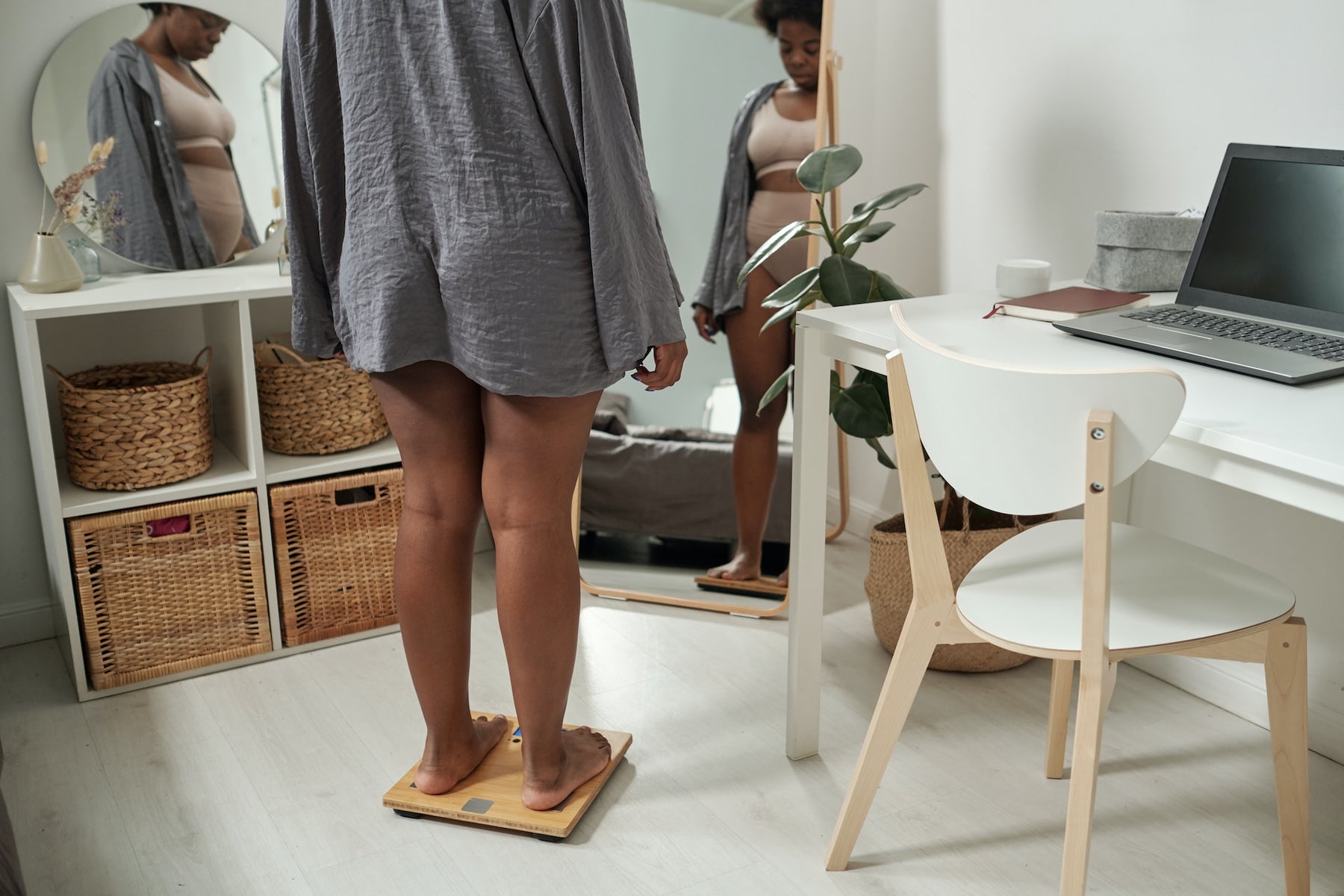 woman checking weight