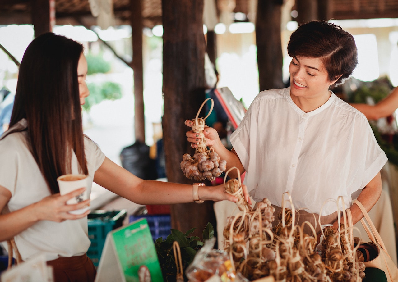 woman holding ginseng