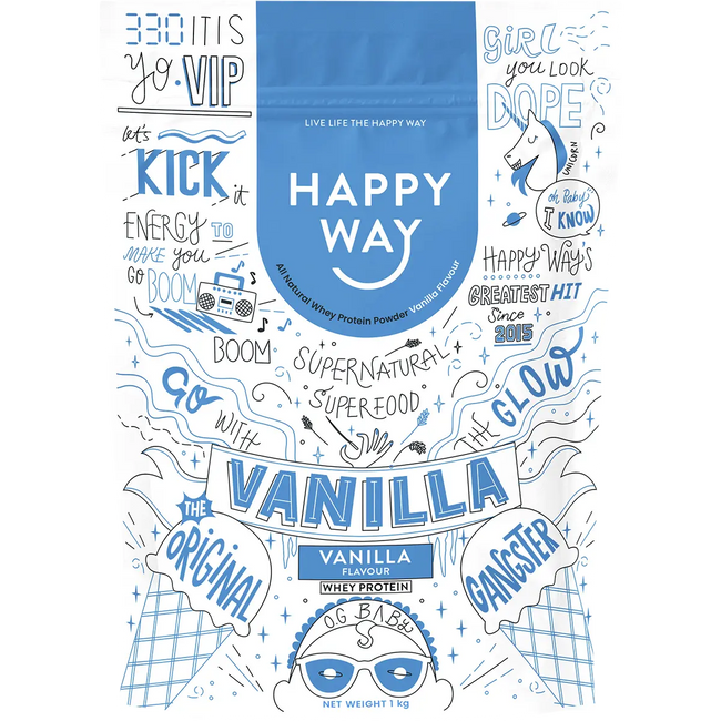 Happy Way whey protein powder vanilla pouch — representative Protein, Fitness & Hydration collection product