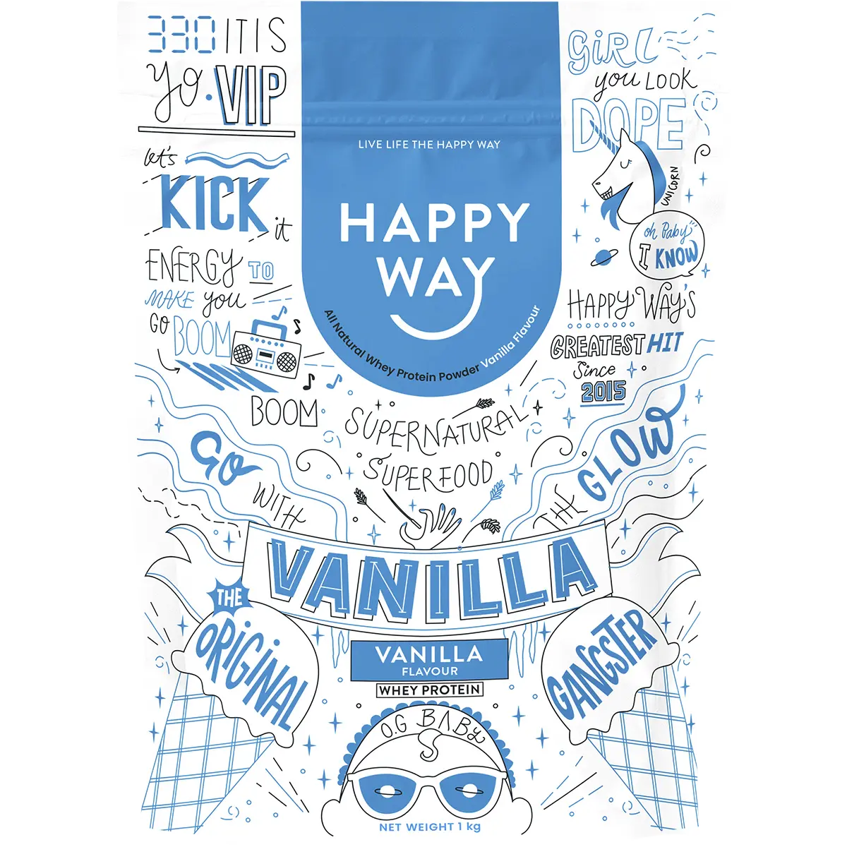 Happy Way Vanilla Whey Protein Powder 1kg