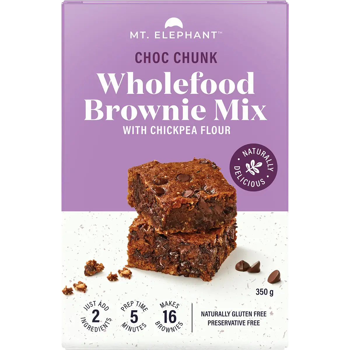 Mt Elephant Wholefood Brownie Mix Choc Chunk 350g