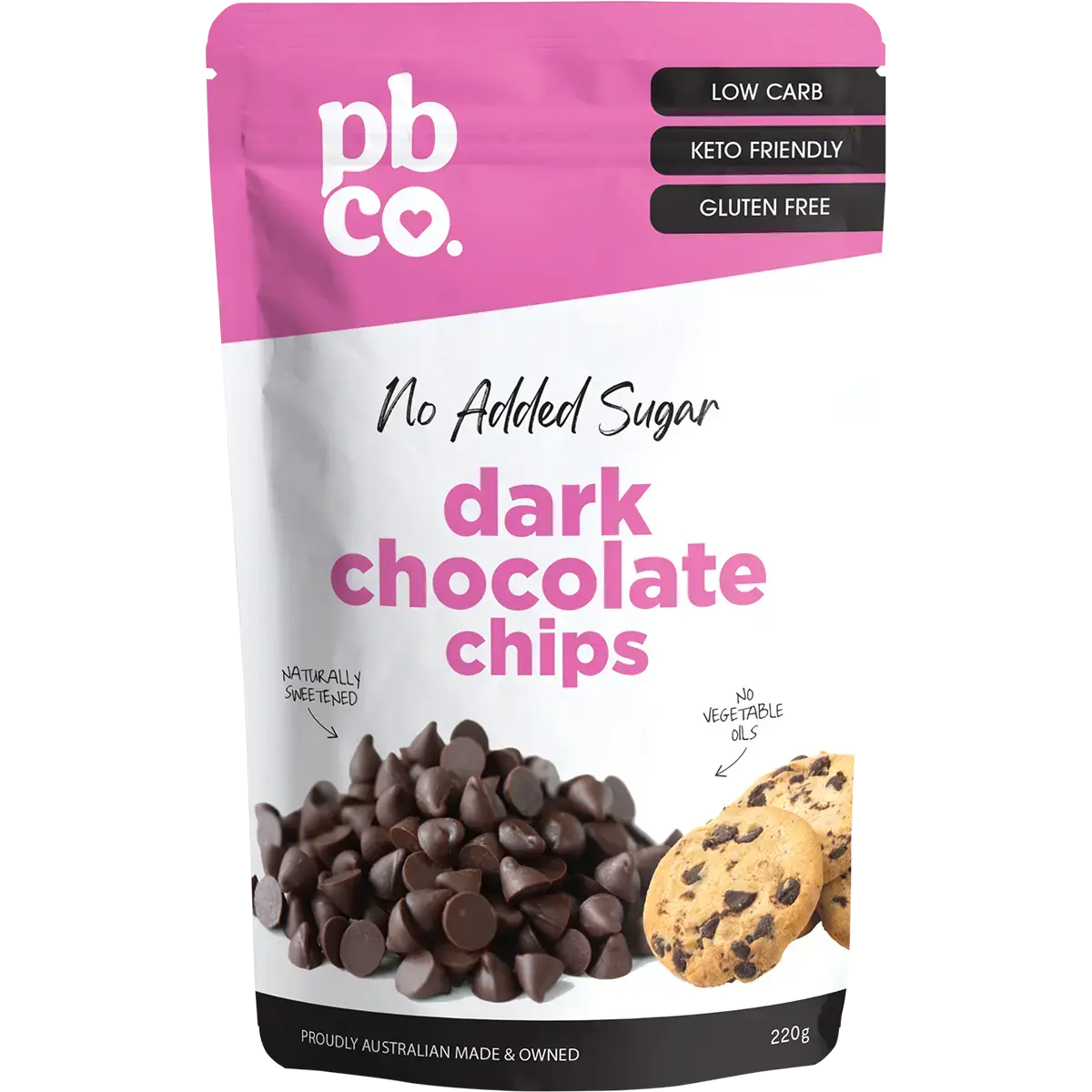 PBCO Chocolate Chips 98% Sugar Free 220g