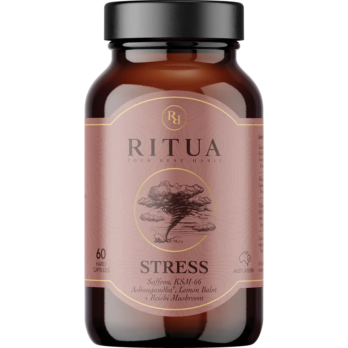 Ritua STRESS Saffron Ashwagandha Lemon Balm Reishi by Ritua (60 caps)