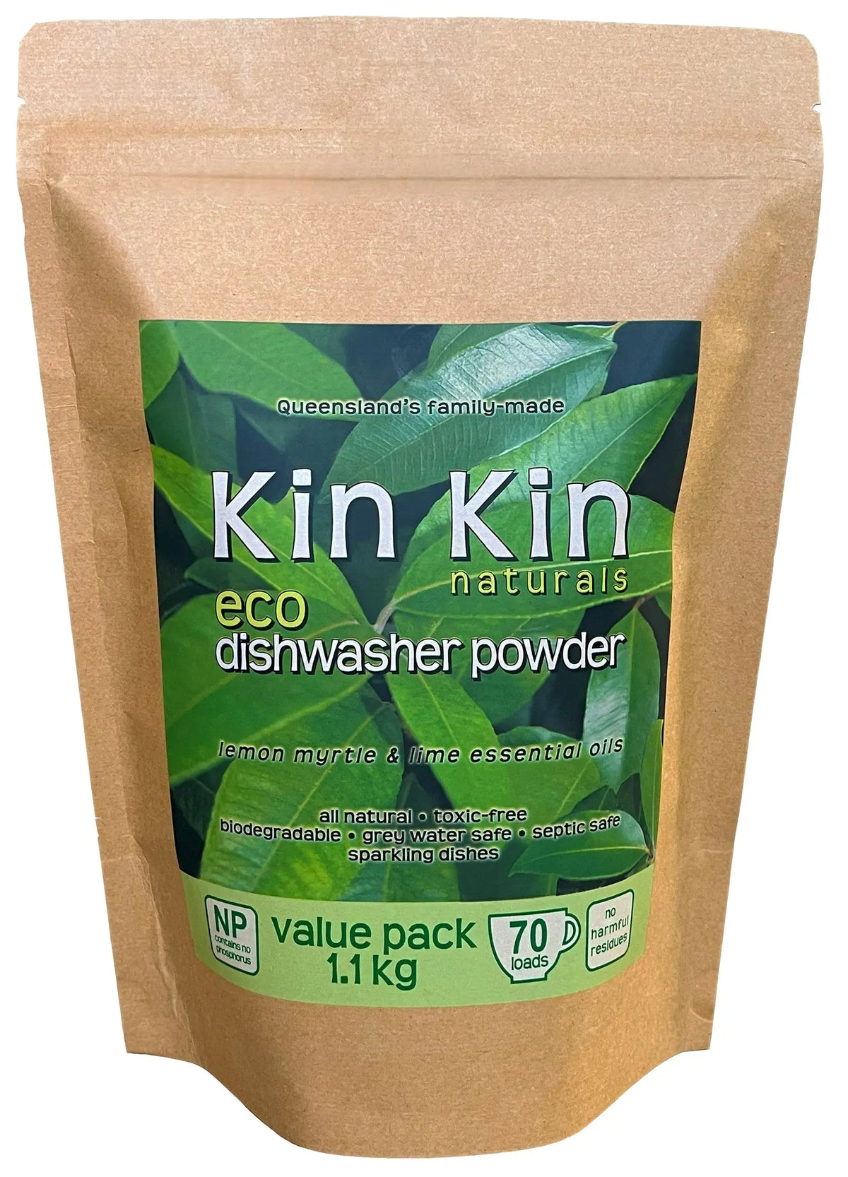 Kin Kin Naturals Dishwasher Powder Lemon Myrtle and Lime 1.1kg