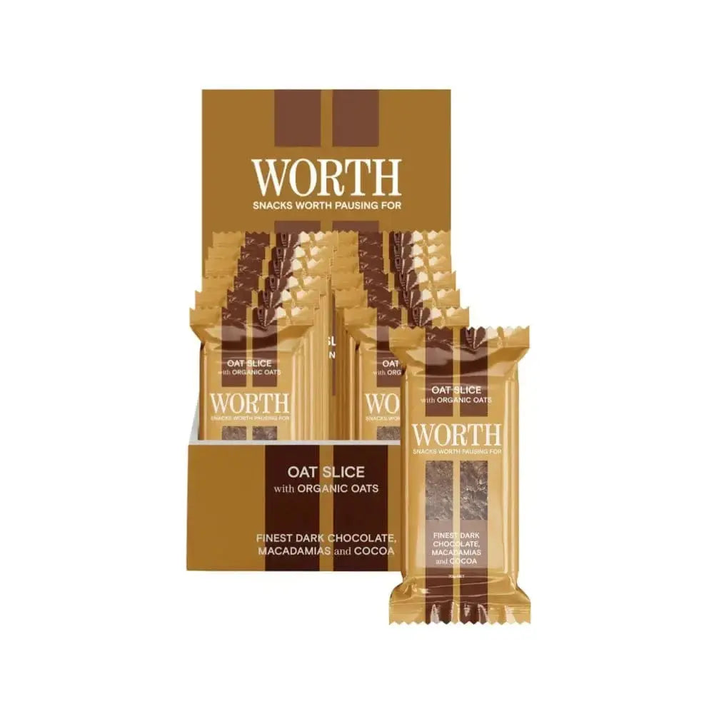 Worth Foods Oat Slice Oats Dark Chocolate Macadamia & Cocoa 12x70g
