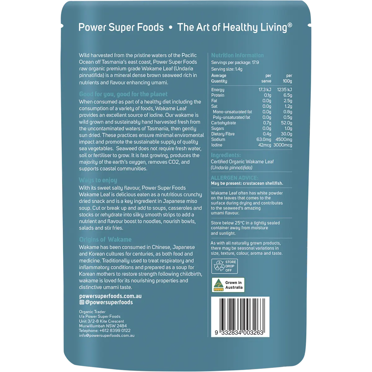 Power Super Foods Organic Wakame back product image