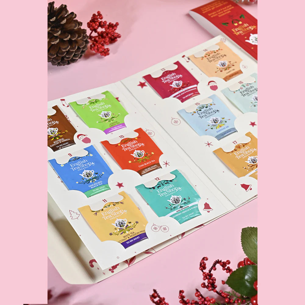 English Tea Shop Organic Book Style Advent Tea Calendar 24 Tea Bag Sachets