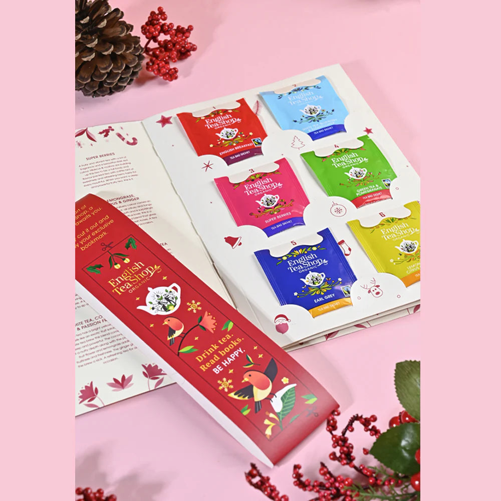 English Tea Shop Organic Book Style Advent Tea Calendar 24 Tea Bag Sachets