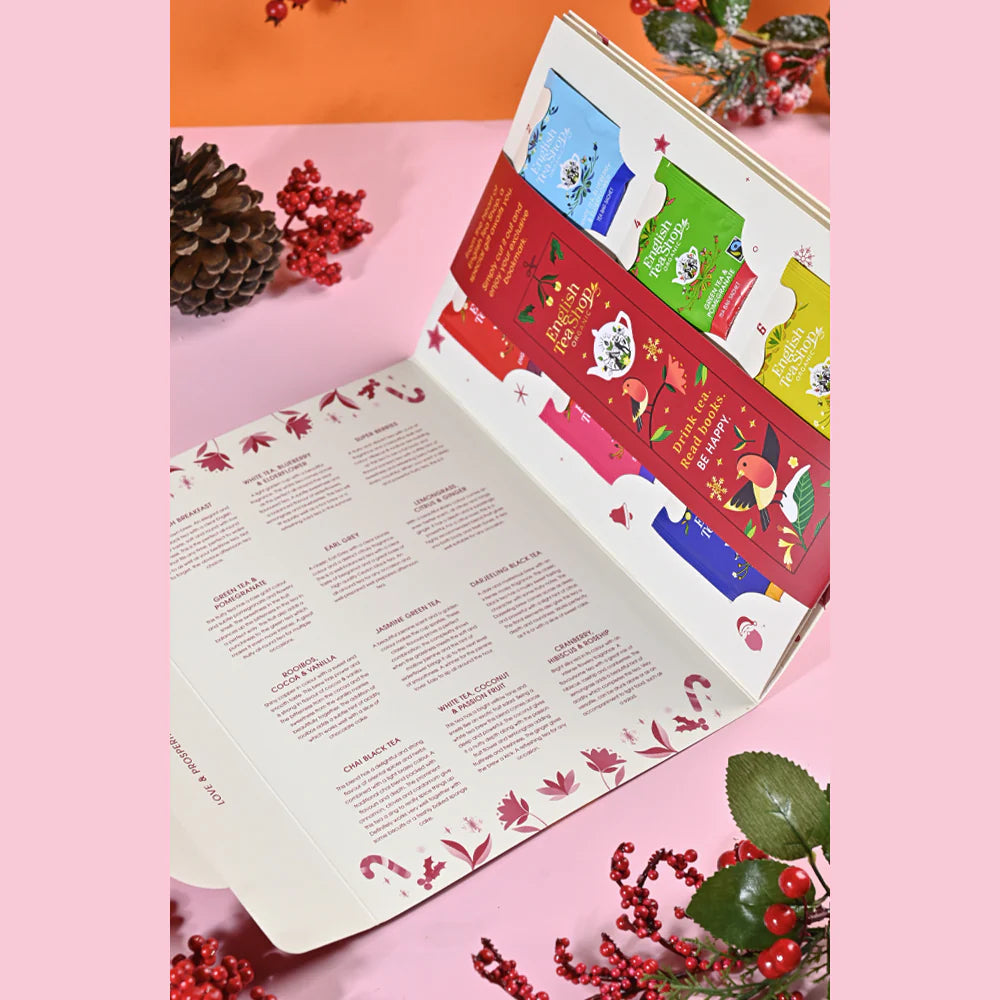 English Tea Shop Organic Book Style Advent Tea Calendar 24 Tea Bag Sachets