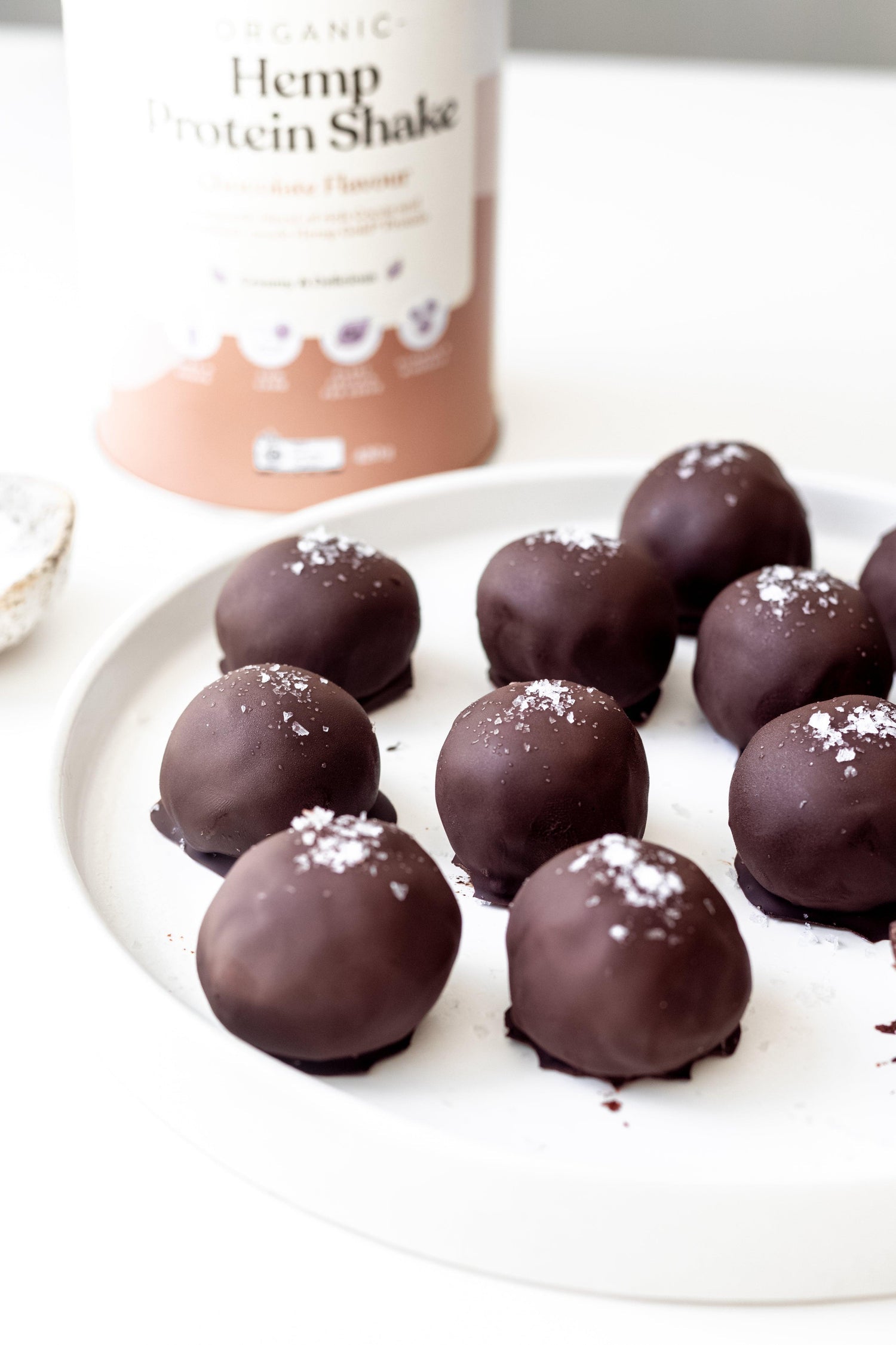 Hemp Foods Australia Chocolate Hemp Protein Shake — protein balls lifestyle image