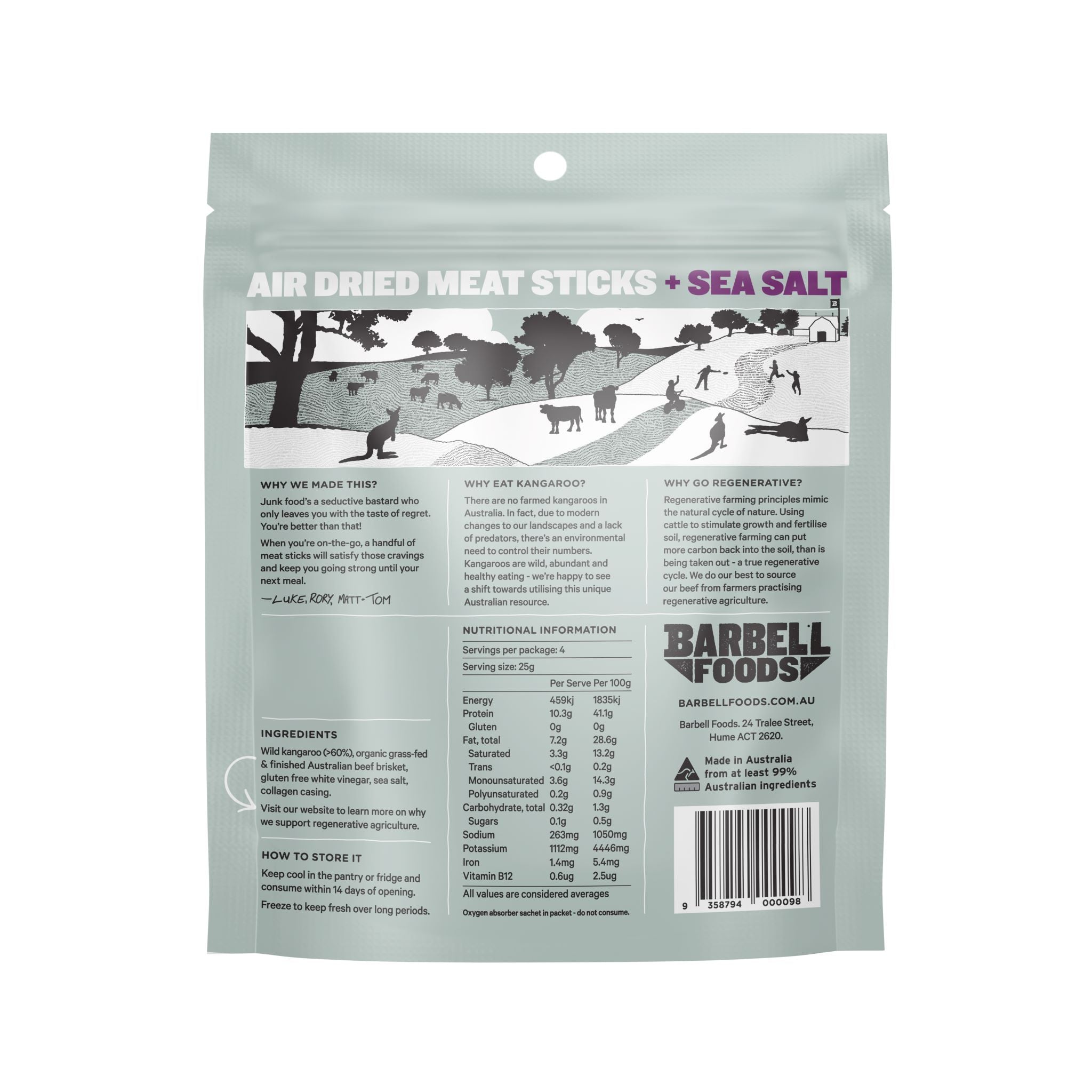 Barbell Meat Sticks Sea Salt 100g