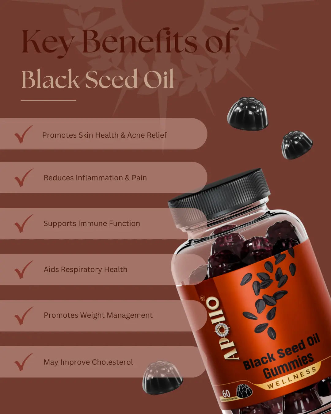 Apollo Nutraceuticals Black Seed Oil Gummies official product image 2