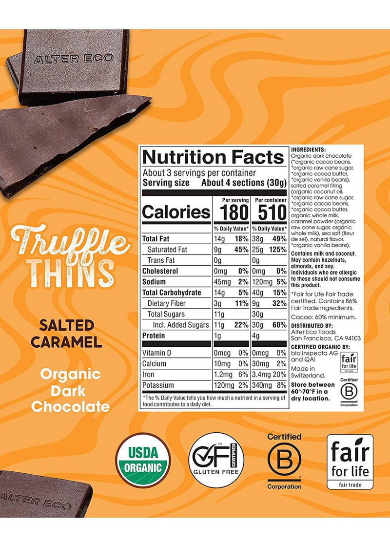 Alter Eco Salted Caramel Truffle Thins 84g