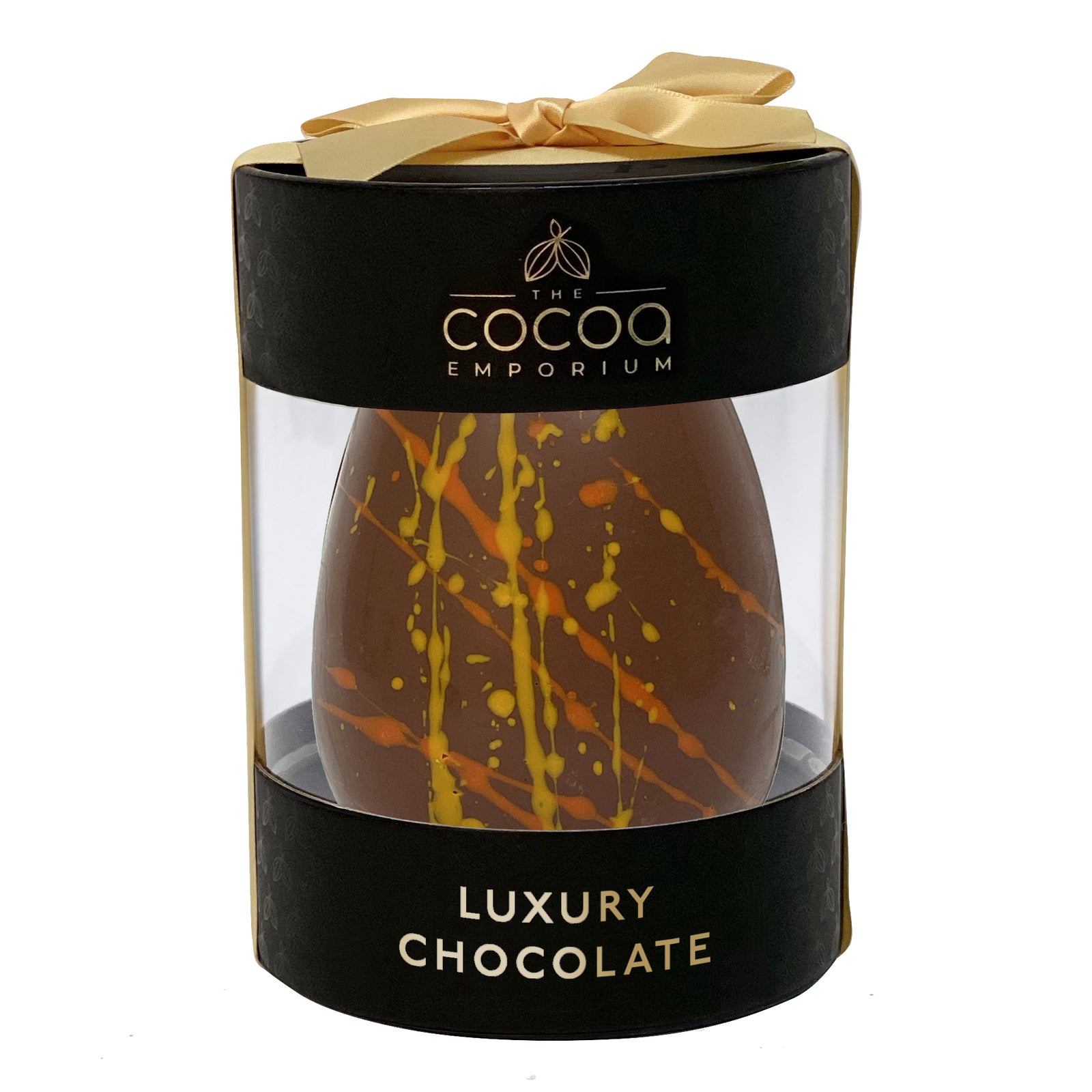 The Cocoa Emporium -Easter Egg Cylinder with Ribbon - Salted Caramel Chocolate 180g
