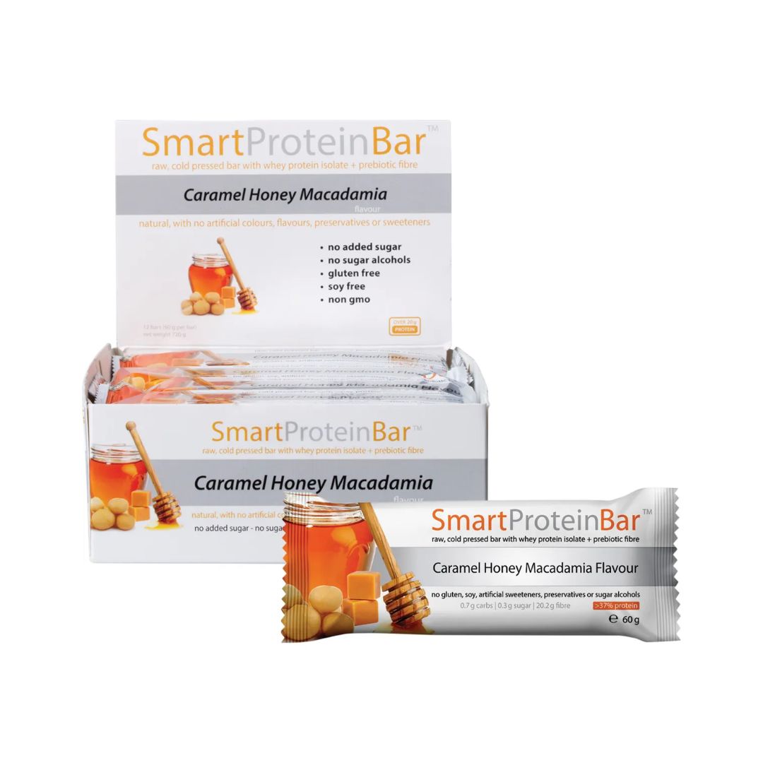 Smart Caramel Honey Macadamia Protein Bar 12 x 60g by Smart Diet Solutions
