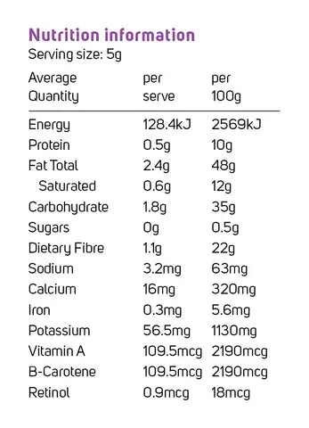 Power Super Foods Acai Powder Certified Organic — official back / nutrition image