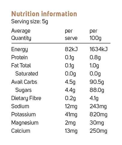 Power Super Foods Coconut Sugar — official nutrition information