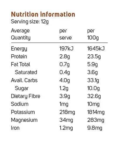 Power Super Foods Maca Smoothie Blend Certified Organic 200g — official nutrition information