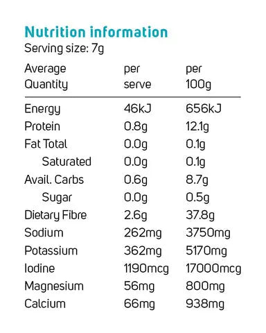 Power Super Foods Organic Wakame — official nutrition information