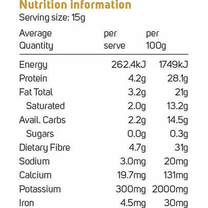 Power Super Foods Organic Gold Cacao Powder — official nutrition information