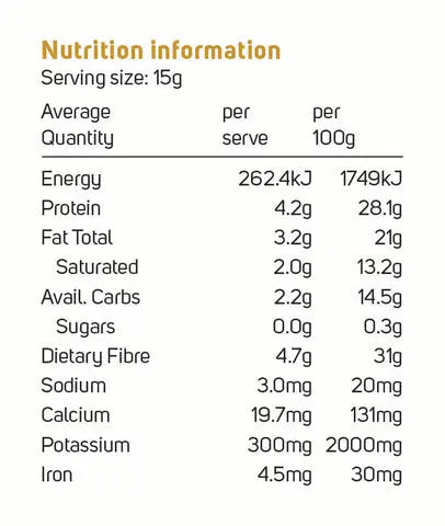 Power Super Foods Organic Gold Cacao Powder — official nutrition information