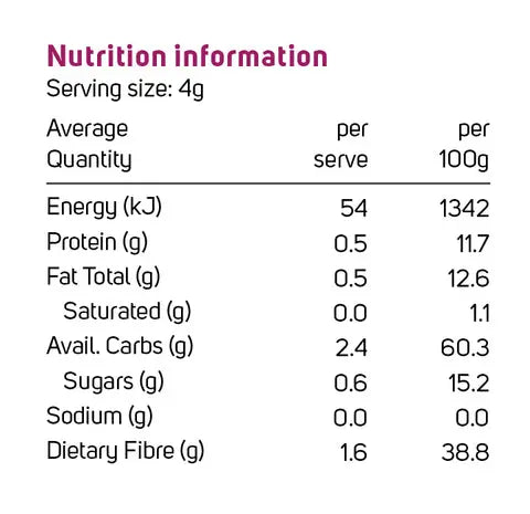 Power Super Foods Elderberry Powder Certified Organic — official nutrition information