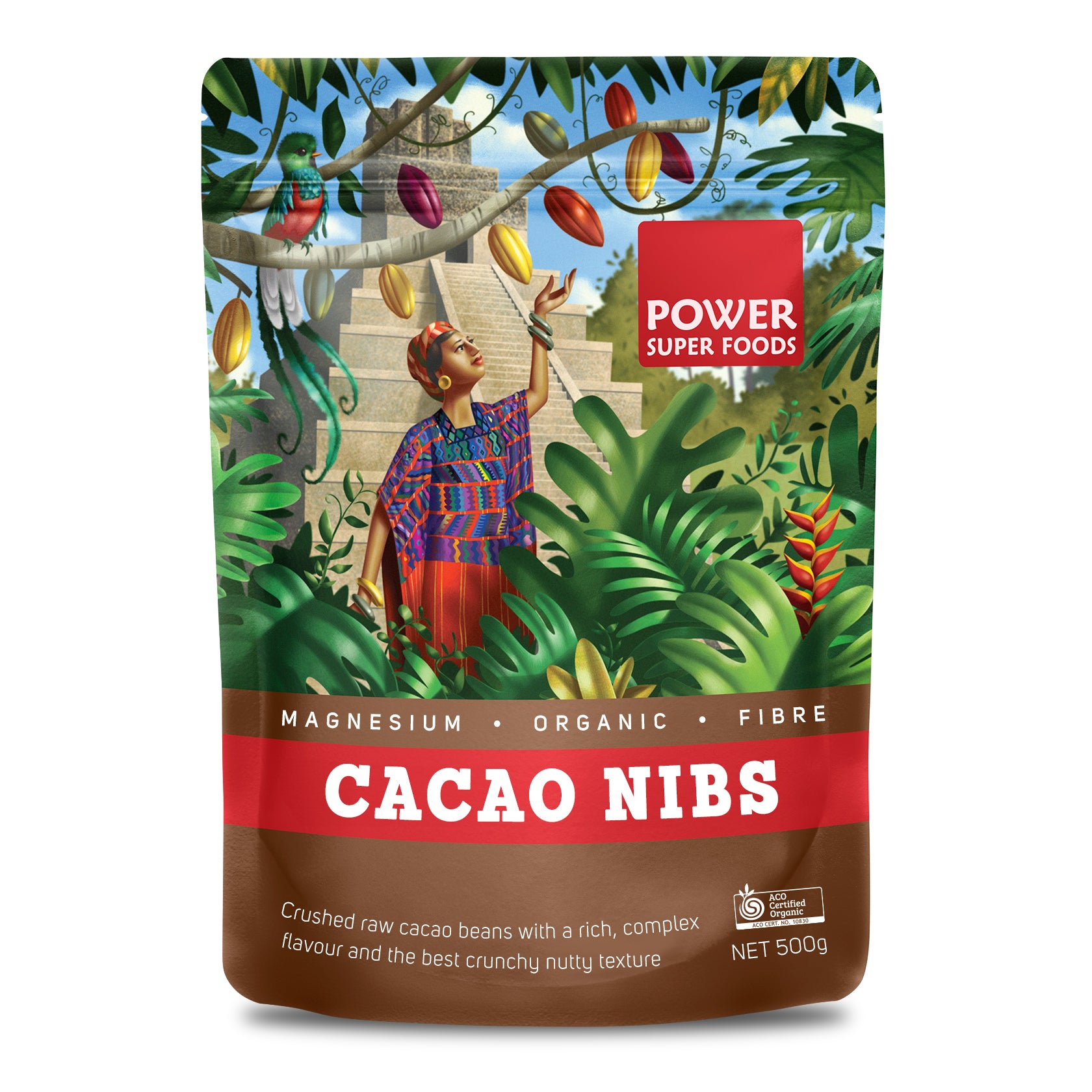 Power Super Foods Organic Cacao Nibs Raw - Origin
