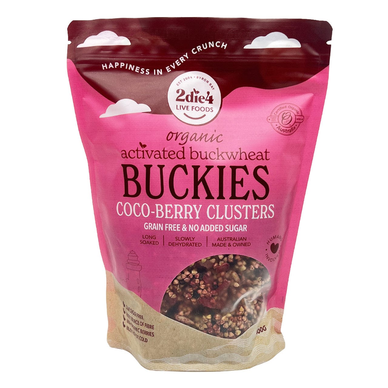 2DIE4 LIVE FOODS Cereal & Granola 2die4 Live Foods Organic Activated Buckies Coco-Berry Clusters 400g