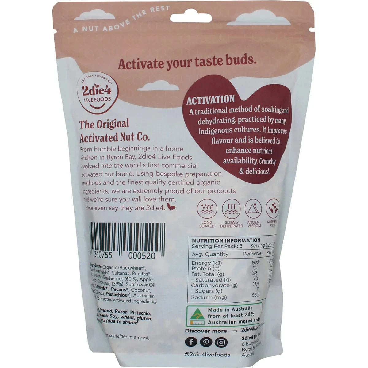 2DIE4 LIVE FOODS Nuts & Seeds 2DIE4 LIVE FOODS Activated Organic Muesli 600g
