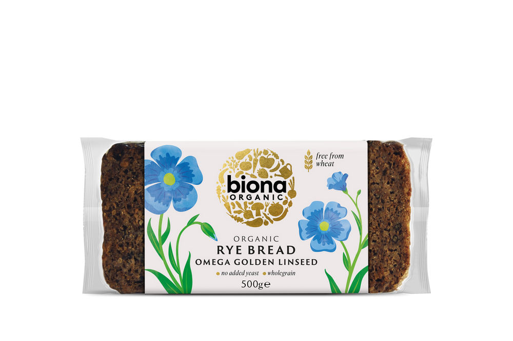 Biona Organic Rye Omega Golden Linseed Bread 500g