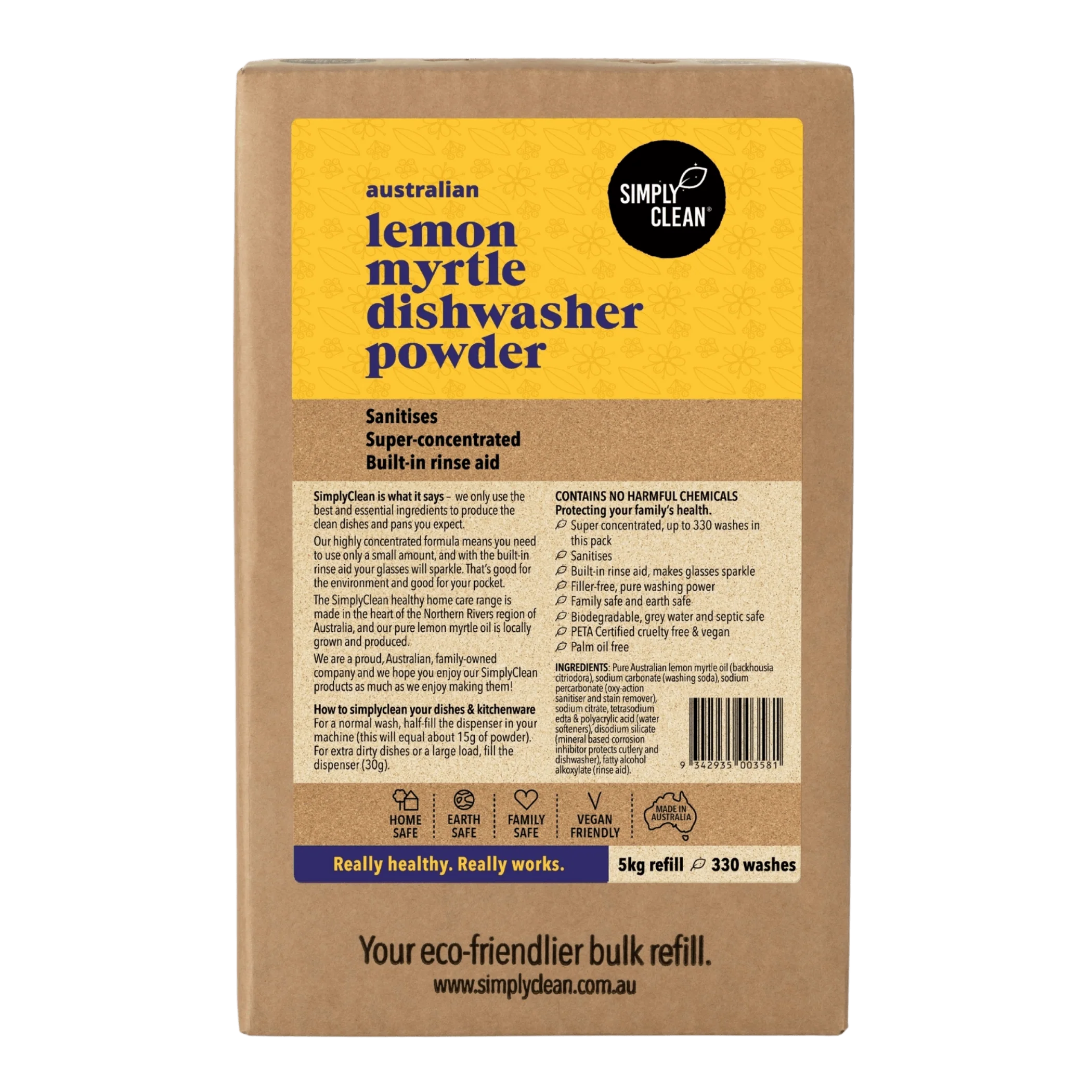 Simply Clean Dishwasher Powder Lemon Myrtle