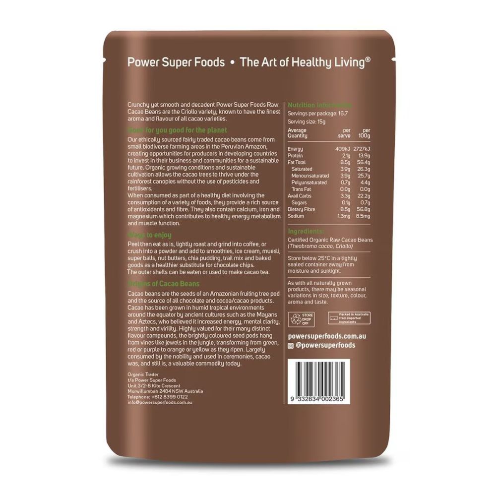 Power Super Foods Organic Cacao Beans - Origin