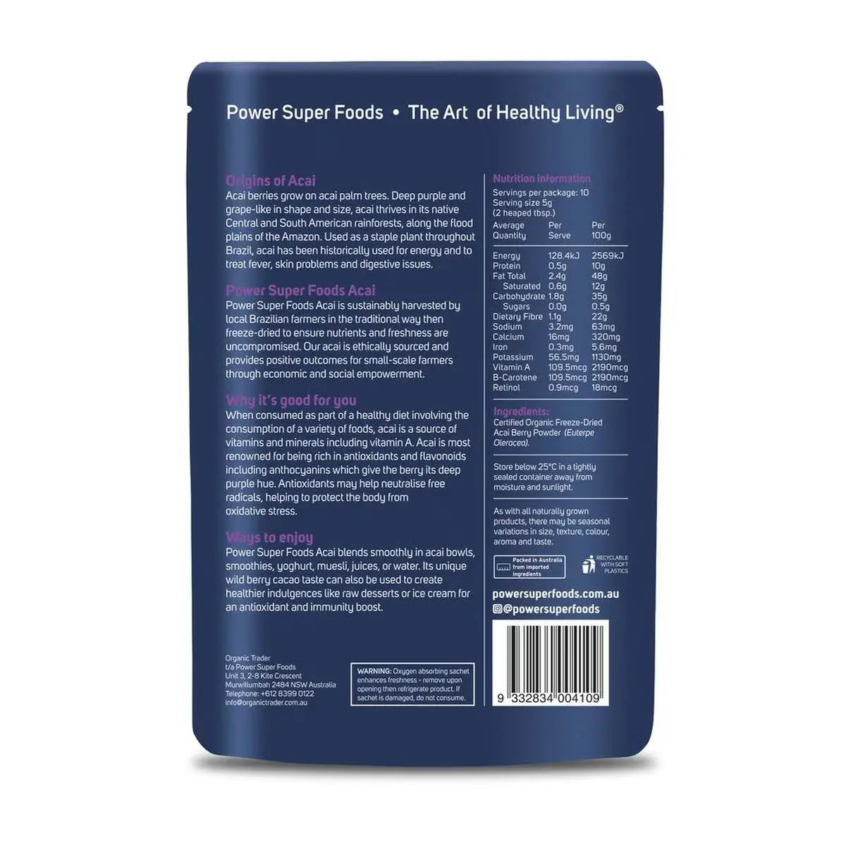 Power Super Foods Acai Powder Certified Organic Power Super Foods