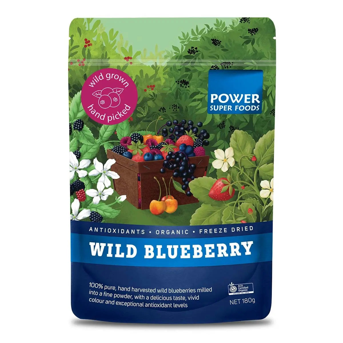 Power Super Foods Cooking & Baking Ingredients 180g Power Super Foods Wild Blueberry Powder Cert Org - Organic Trader product image