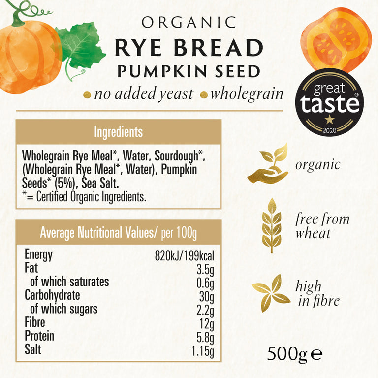 (CLEARANCE!) Biona Rye Pumpkin Seed Bread 500g