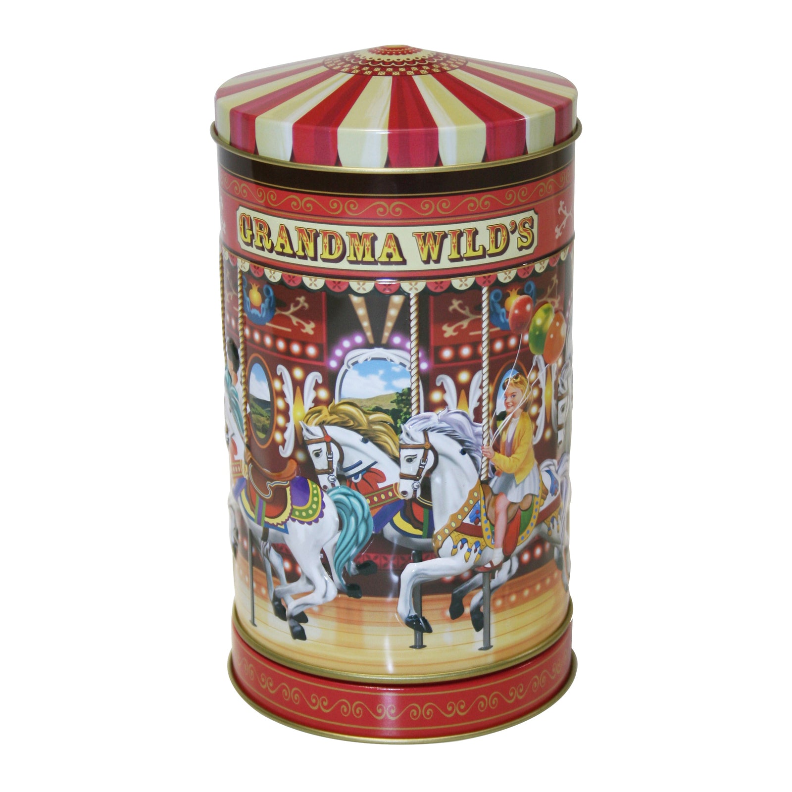 (CLEARANCE) Grandma Wild's Embossed Nostalgic Carousel Musical Tin with Mini Clotted Biscuit Bites 150g