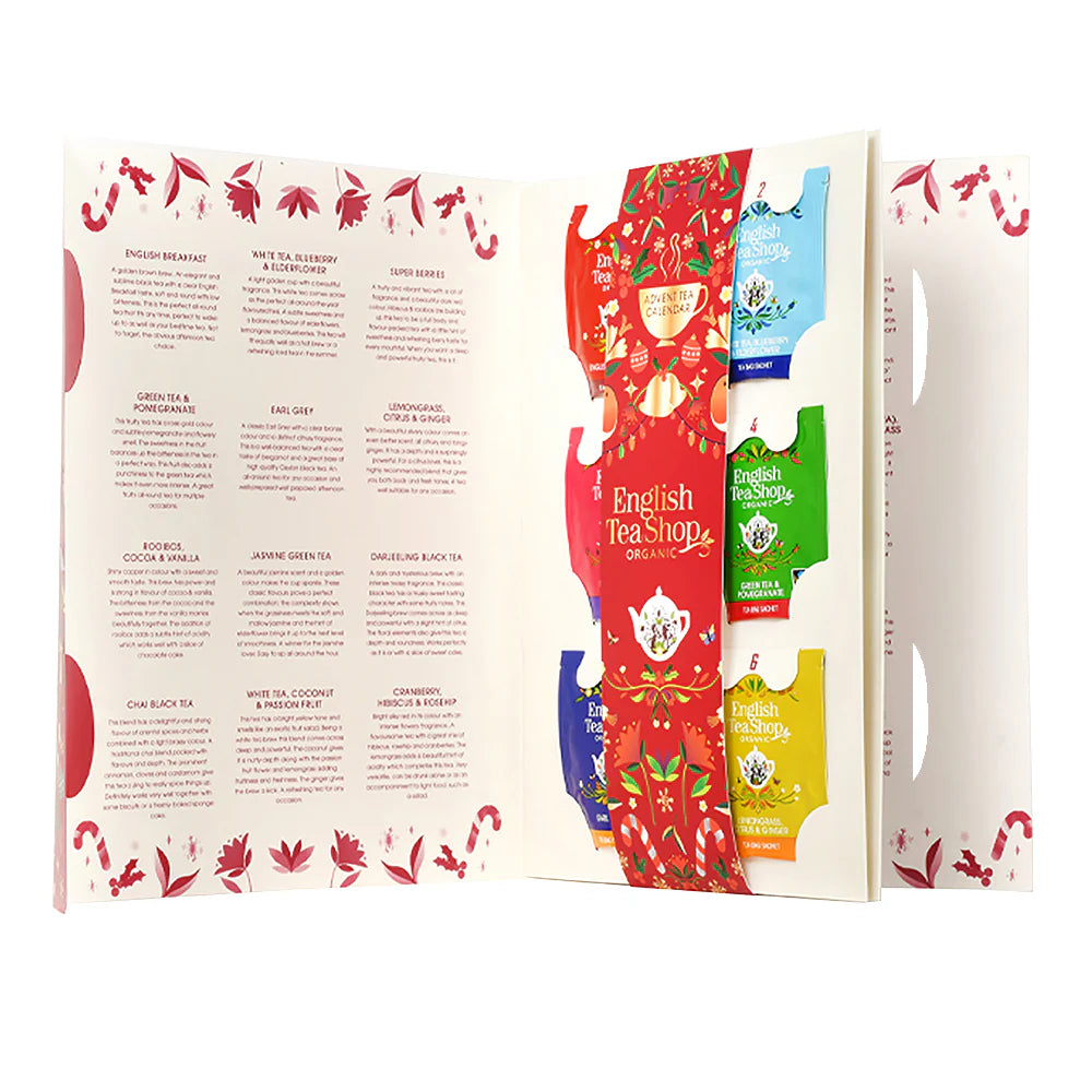 English Tea Shop Organic Book Style Advent Tea Calendar 24 Tea Bag Sachets