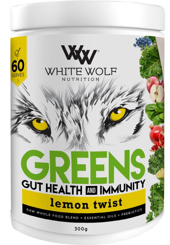 (CLEARANCE!) White Wolf Nutrition Greens Gut Health And Immunity Lemon Twist