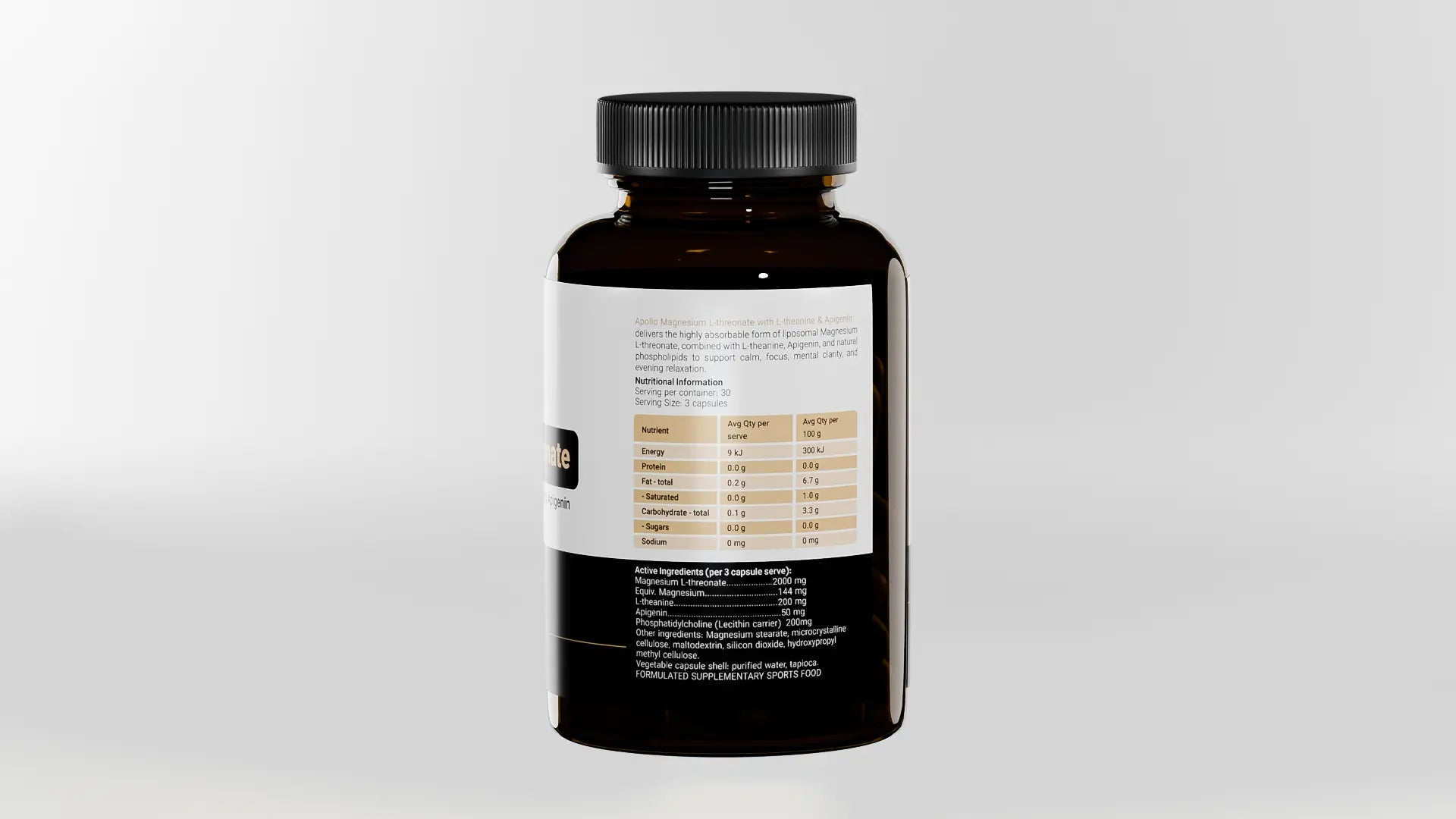 Apollo Nutraceuticals Magnesium L-Threonate 90 Capsules official product image 6