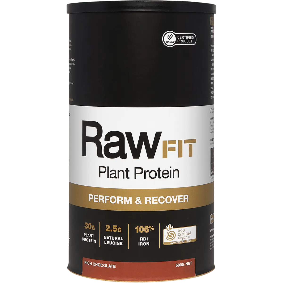 Amazonia RawFIT Plant Protein Organic Perform & Recover Rich Chocolate — front pack image (UHP)