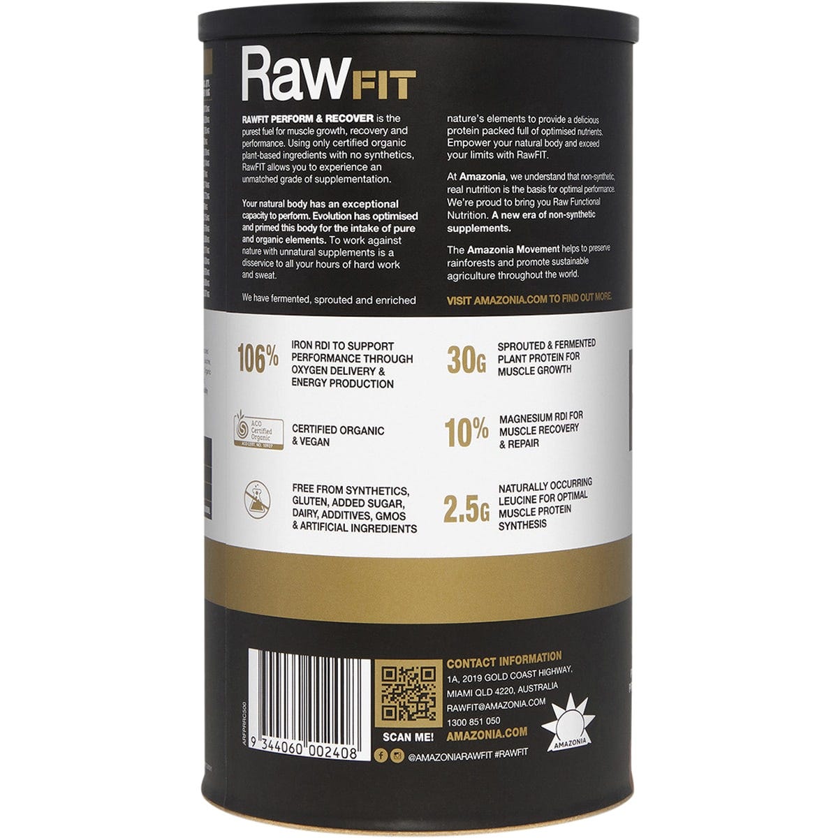 Amazonia RawFIT Plant Protein Organic Perform & Recover Rich Chocolate